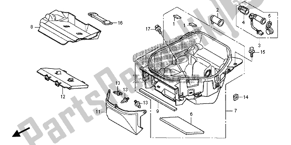 All parts for the Luggage Box of the Honda NC 700D 2013