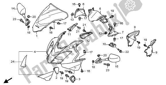 Tutte le parti per il Cappuccio Superiore del Honda VFR 800 2010