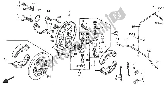 Todas as partes de Painel De Freio Dianteiro do Honda TRX 350 FE Fourtrax 4X4 ES 2005