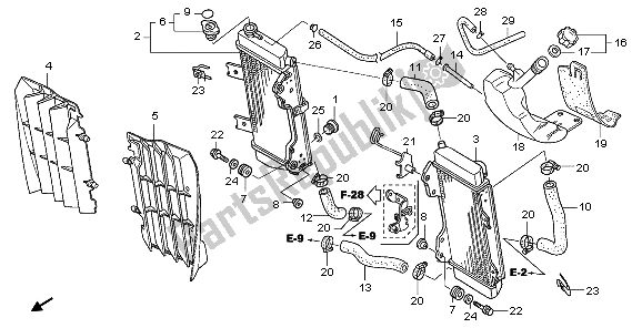 All parts for the Radiator of the Honda CRF 450X 2006