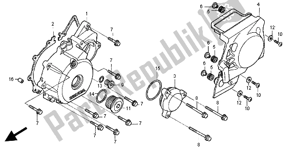 All parts for the Left Crankcase Cover of the Honda CB 1300X4 1997