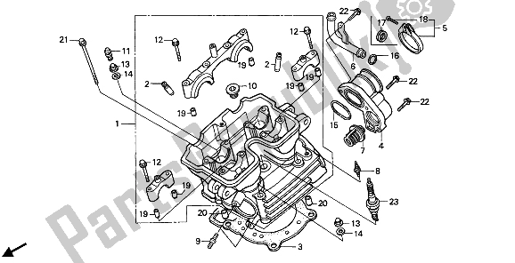 All parts for the Cylinder Head of the Honda NX 250 1989