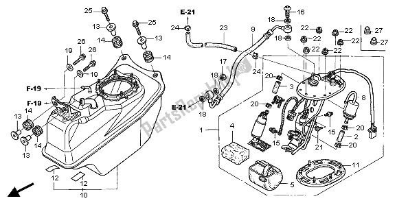 All parts for the Fuel Pump of the Honda ST 1300 2006