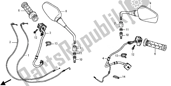All parts for the Switch & Cable of the Honda VFR 800X 2011
