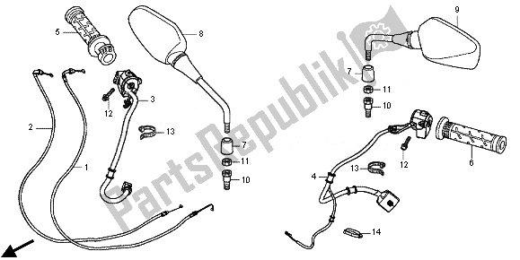 All parts for the Switch & Cable of the Honda VFR 800X 2011