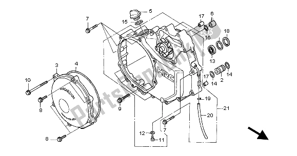 Tutte le parti per il Coperchio Carter Destro del Honda VTR 1000 SP 2004