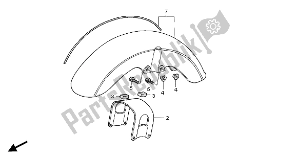 Todas as partes de Pára-lama Dianteiro do Honda VT 750C2 2001