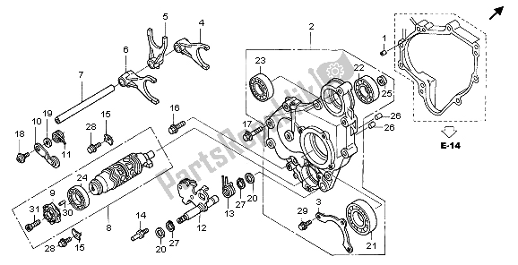 All parts for the Gearshift Drum of the Honda ST 1300 2007