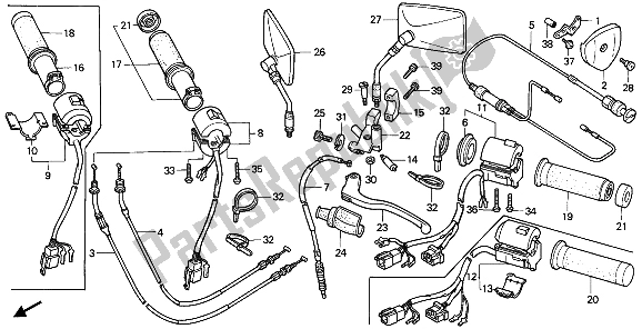 All parts for the Switch & Cable of the Honda VT 600 1992