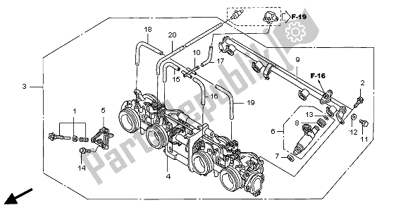 All parts for the Throttle Body (assy.) of the Honda CB 1300A 2007