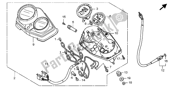 All parts for the Meter (mph) of the Honda CBF 125M 2009