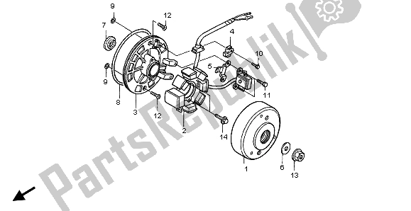 All parts for the Generator of the Honda XR 50R 2003