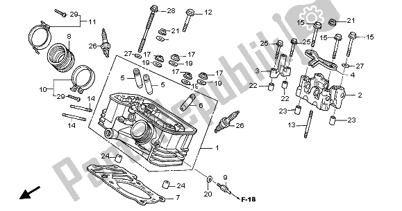 All parts for the Rear Cylinder Head of the Honda NT 650V 2003