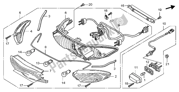 All parts for the Rear Combination Light of the Honda CBF 600 NA 2009