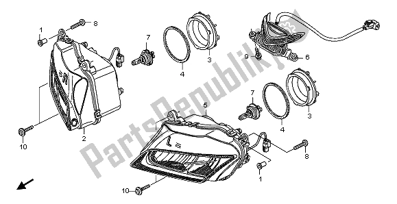 Alle onderdelen voor de Koplamp (uk) van de Honda CBR 600 RR 2009