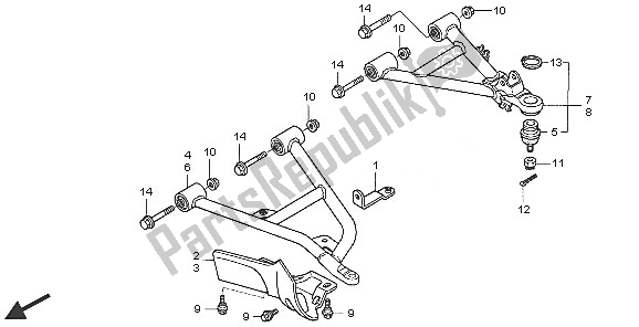 Todas las partes para Brazo Delantero de Honda TRX 350 FE Fourtrax 4X4 ES 2005