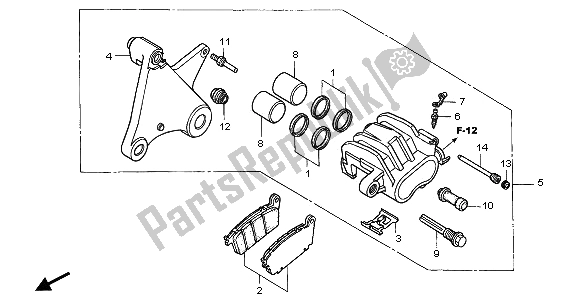 All parts for the Rear Brake Caliper of the Honda GL 1500C 2001