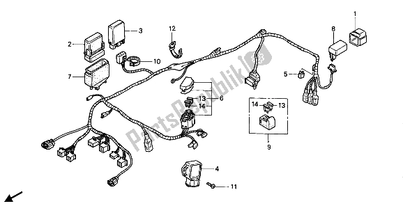 All parts for the Wire Harness of the Honda PC 800 1989