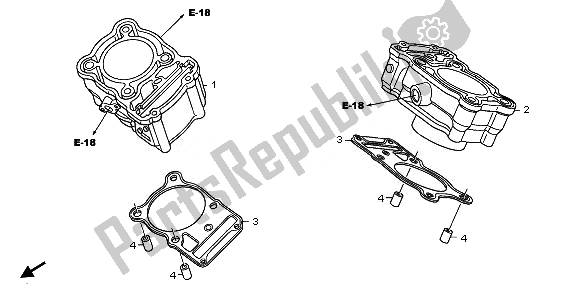 All parts for the Cylinder of the Honda XL 700 VA Transalp 2008