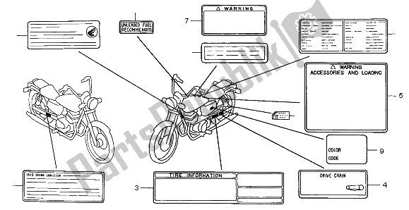 Todas las partes para Etiqueta De Precaución de Honda CMX 250C 1996