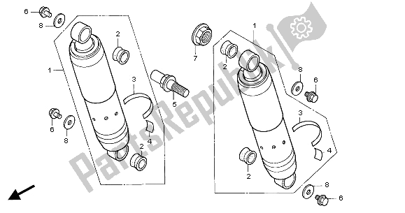 All parts for the Rear Cushion of the Honda VT 750C2 2001