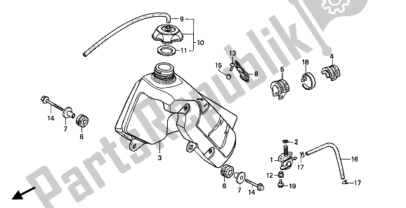 All parts for the Fuel Tank of the Honda CR 80R 1991