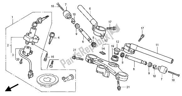 All parts for the Handle Pipe & Top Bridge of the Honda VTR 1000F 2000