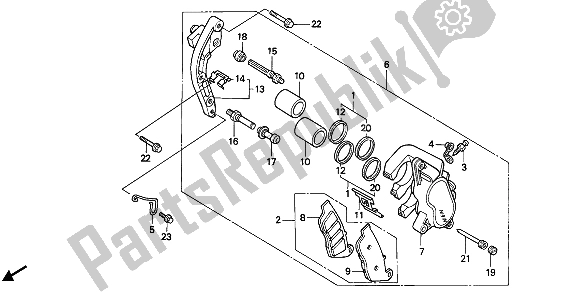 All parts for the Front Brake Caliper of the Honda NTV 650 1990