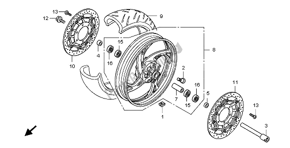 Todas as partes de Roda Da Frente do Honda CB 1000R 2009