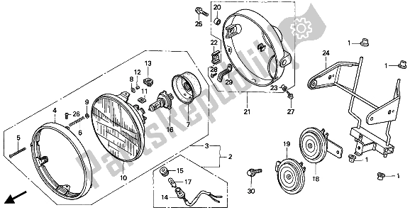 All parts for the Headlight (eu) of the Honda CB 750F2 1994