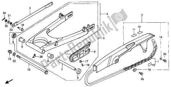 Todas las partes para Horquilla Trasera Y Caja De Cadena de Honda XBR 500S 1988