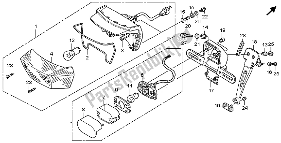 Tutte le parti per il Fanale Posteriore E Luce Di Licenza del Honda XR 125L 2006