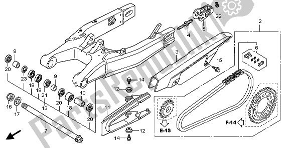 All parts for the Swingarm of the Honda CB 600F Hornet 2009