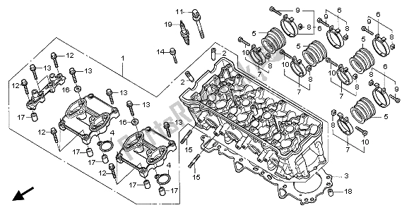 All parts for the Cylinder Head of the Honda CBF 1000A 2006