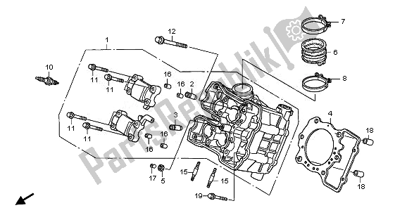 All parts for the Front Cylinder Head of the Honda XL 1000V 2008