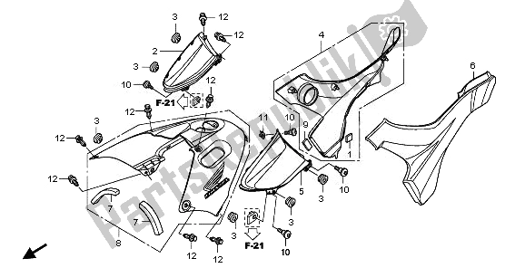 All parts for the Side Cover & Tank Cover of the Honda TRX 420 FA Fourtrax Rancher AT 2011