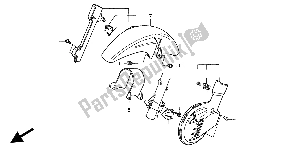 Todas las partes para Guardabarros Delantero Y Cubierta De Disco de Honda NX 650 1997