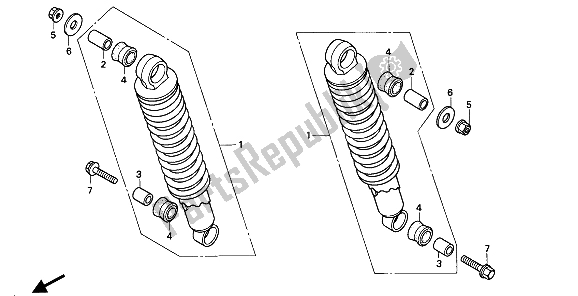 All parts for the Rear Cushion of the Honda CB 250 1994