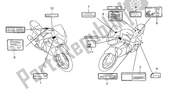 Alle onderdelen voor de Waarschuwingsetiket van de Honda CBR 125 RS 2005