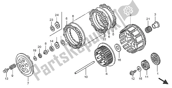 All parts for the Clutch of the Honda CRF 450R 2005