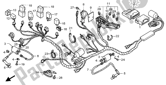 All parts for the Wire Harness of the Honda XL 1000V 2002