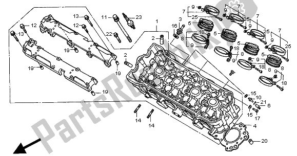 All parts for the Cylinder Head of the Honda CB 600F Hornet 2000