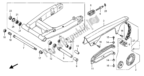 All parts for the Swingarm of the Honda CBR 1100 XX 2001