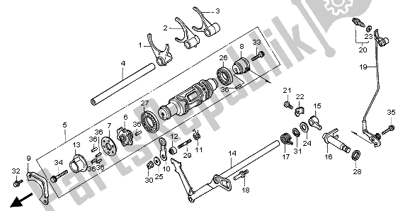 All parts for the Shift Drum & Shift Fork of the Honda GL 1500 SE 1999