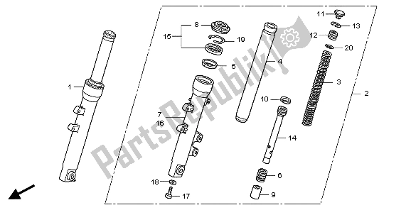 Todas las partes para Tenedor Frontal de Honda PES 150 2007