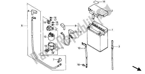 All parts for the Battery of the Honda VFR 750F 1986