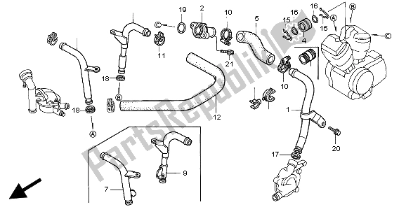 All parts for the Water Pipe of the Honda VT 1100C2 1997