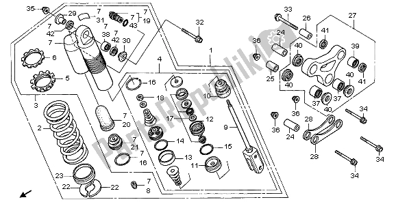 All parts for the Rear Cushion of the Honda CR 80 RB LW 1998