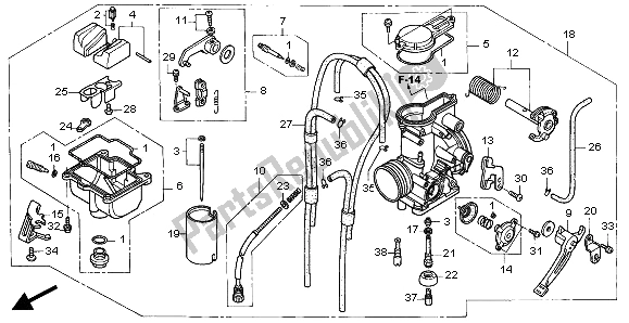 Alle onderdelen voor de Carburator van de Honda XR 650R 2003