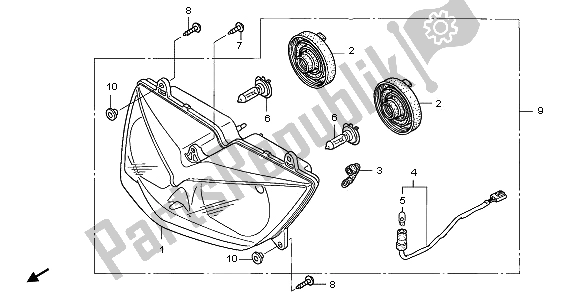 Alle onderdelen voor de Koplamp (uk) van de Honda XL 1000V 2006